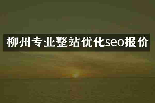 柳州专业整站优化seo报价