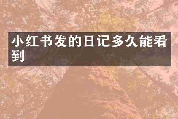 小红书发的日记多久能看到