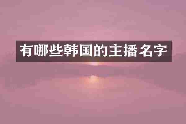 有哪些韩国的主播名字