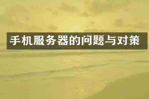 手机服务器的问题与对策
