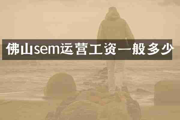 佛山sem运营工资一般多少