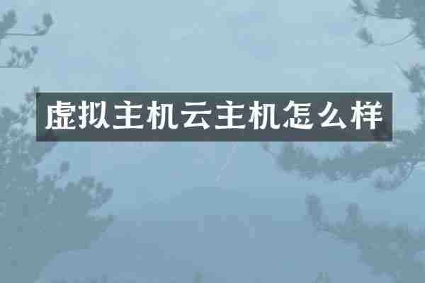 虚拟主机云主机怎么样