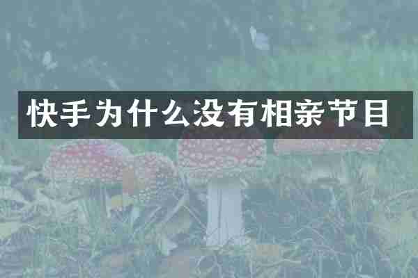 快手为什么没有相亲节目