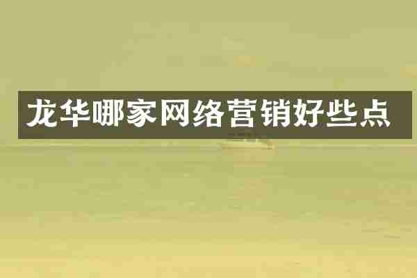 龙华哪家网络营销好些点