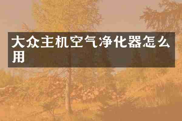 大众主机空气净化器怎么用