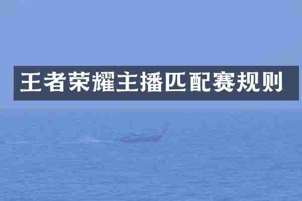 王者荣耀主播匹配赛规则