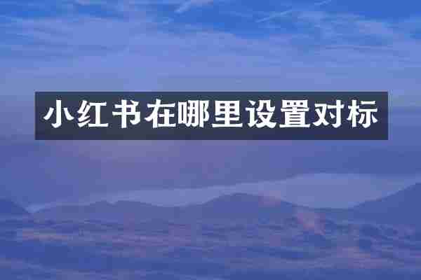 小红书在哪里设置对标