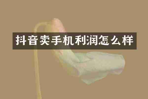 抖音卖手机利润怎么样