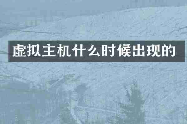 虚拟主机什么时候出现的