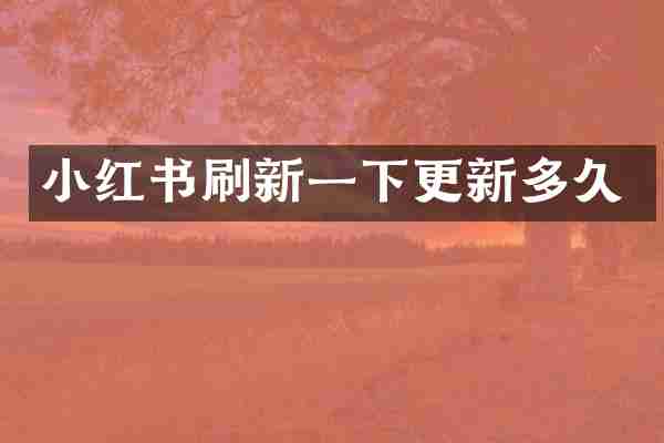 小红书刷新一下更新多久