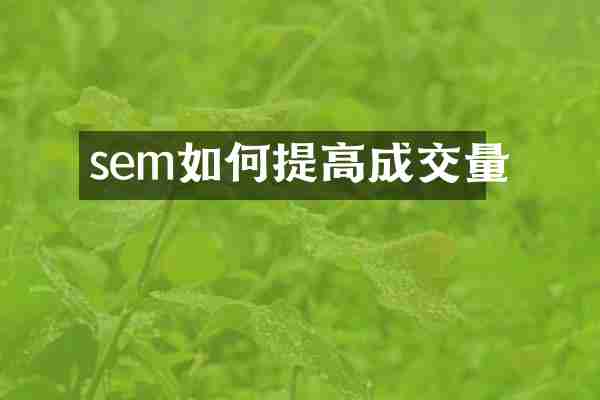 sem如何提高成交量