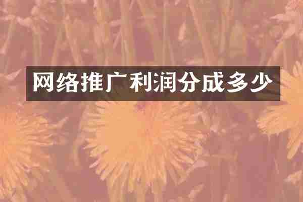 网络推广利润分成多少