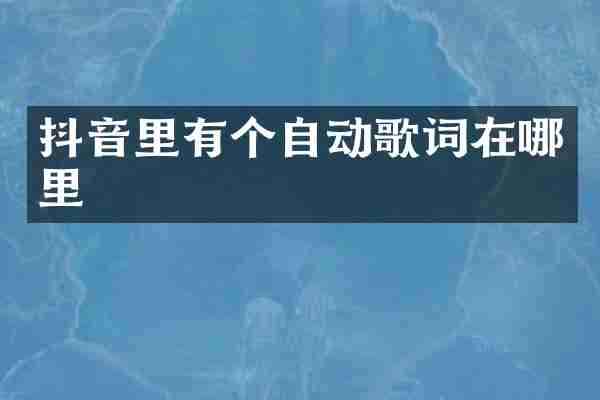 抖音里有个自动歌词在哪里