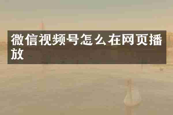微信视频号怎么在网页播放