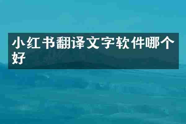 小红书翻译文字软件哪个好
