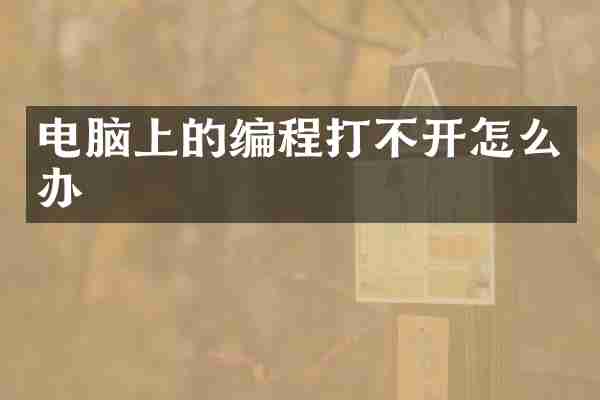 电脑上的编程打不开怎么办