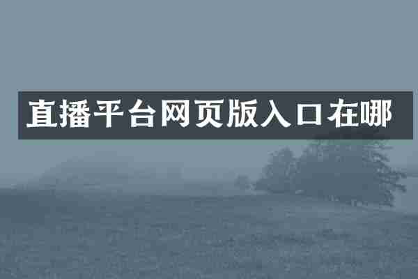 直播平台网页版入口在哪