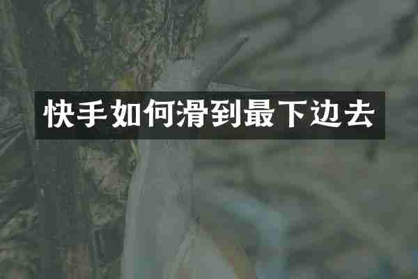 快手如何滑到最下边去