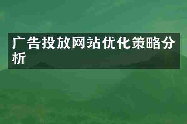 广告投放网站优化策略分析