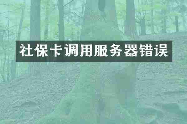 社保卡调用服务器错误