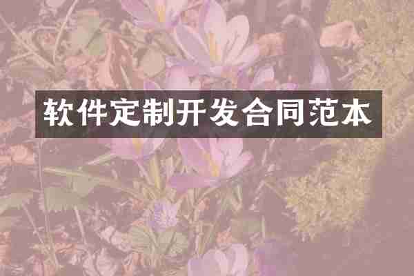 软件定制开发合同范本