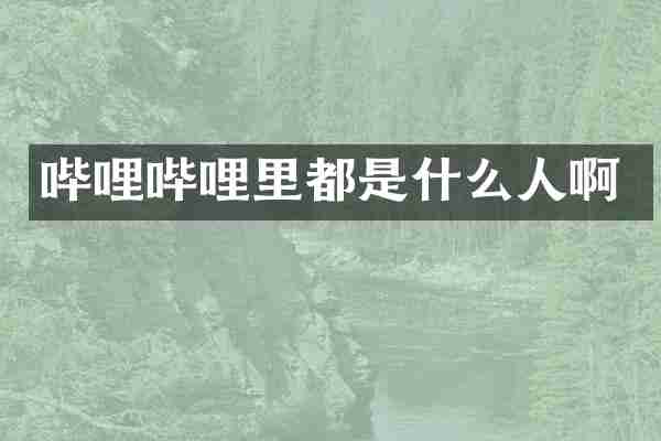 哔哩哔哩里都是什么人啊