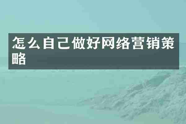 怎么自己做好网络营销策略