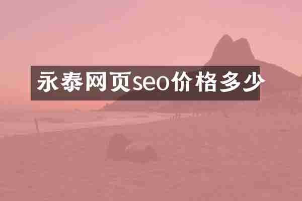 永泰网页seo价格多少