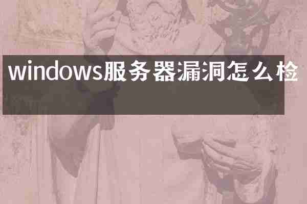 windows服务器漏洞怎么检测