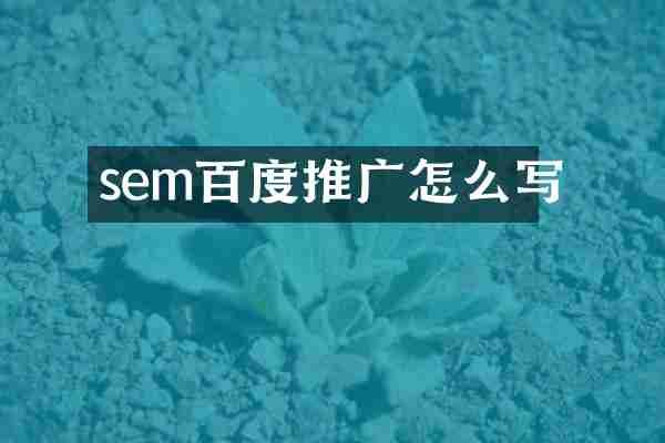 sem百度推广怎么写