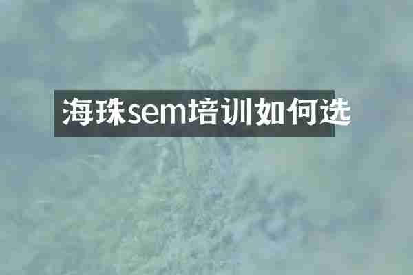 海珠sem培训如何选