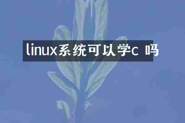 linux系统可以学c 吗