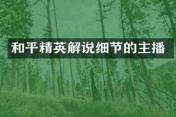 和平精英解说细节的主播