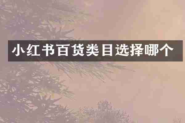 小红书百货类目选择哪个