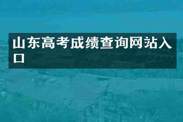 山东高考成绩查询网站入口