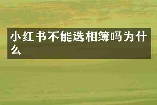 小红书不能选相簿吗为什么