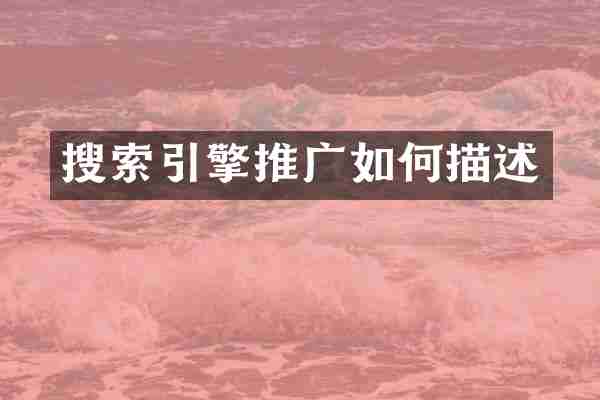 搜索引擎推广如何描述