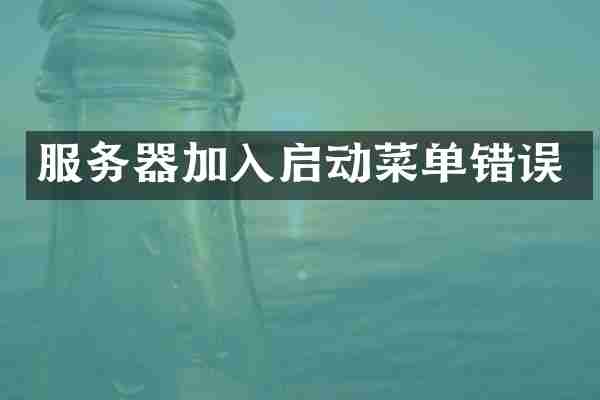 服务器加入启动菜单错误
