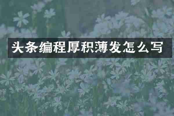 头条编程厚积薄发怎么写