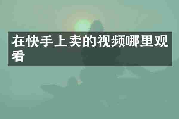 在快手上卖的视频哪里观看
