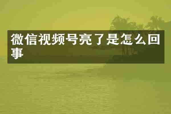 微信视频号亮了是怎么回事