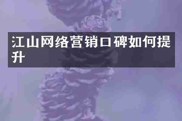 江山网络营销口碑如何提升
