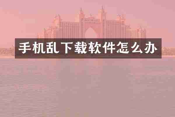 手机乱下载软件怎么办