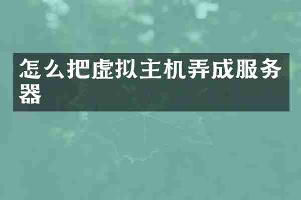 怎么把虚拟主机弄成服务器