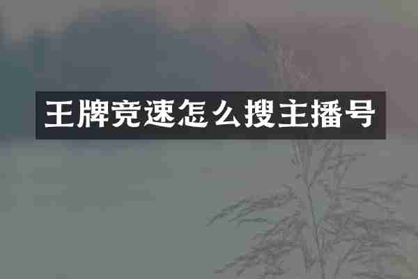 王牌竞速怎么搜主播号