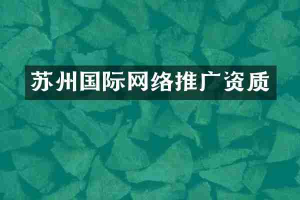 苏州国际网络推广资质