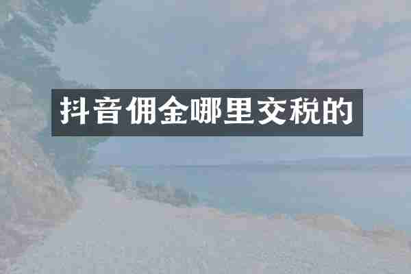 抖音佣金哪里交税的