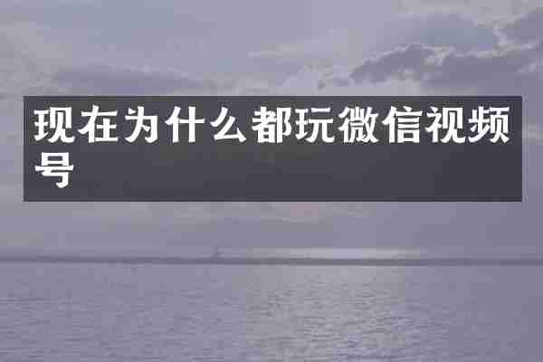 现在为什么都玩微信视频号