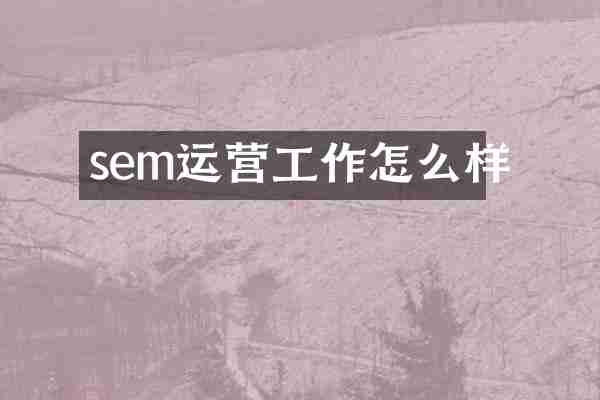 sem运营工作怎么样