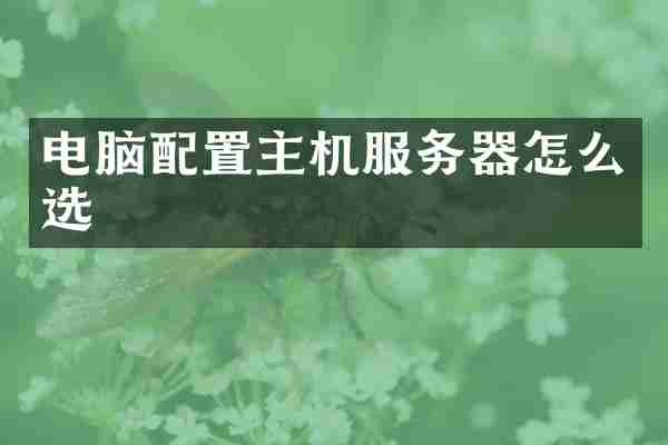 电脑配置主机服务器怎么选